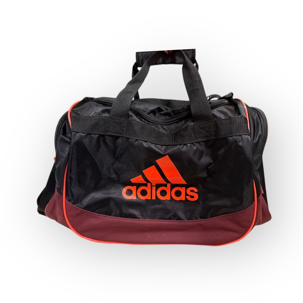 Adidas Medium Size Duffle Gym Bag Black/Orange Sports Travel Carry On - Picture 2 of 10